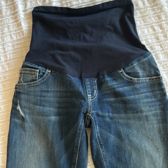 A Pea in the Pod Womens Maternity Cropped Distressed Stretch Jeans sz XS - Picture 3 of 9